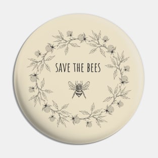 Wreath of clover flowers with save the bees Pin