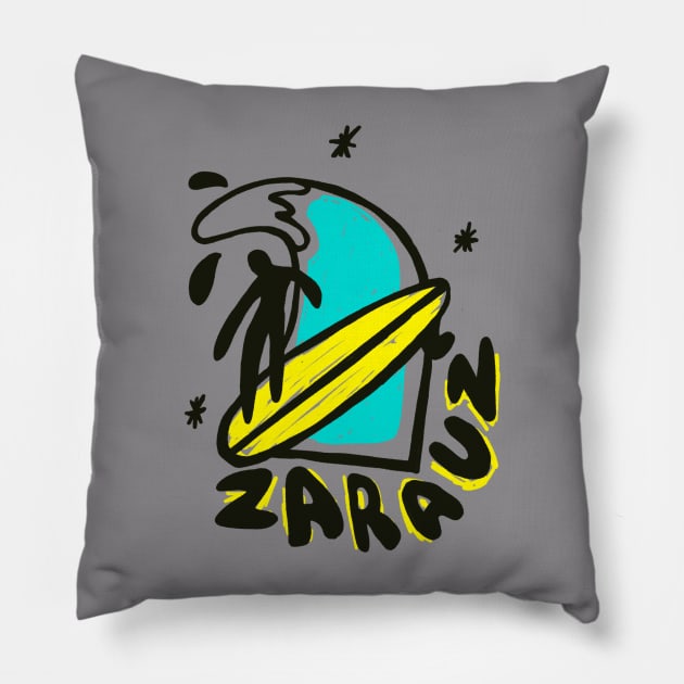 Zarauz surfing spain surfing surf design Pillow by Tropical Blood