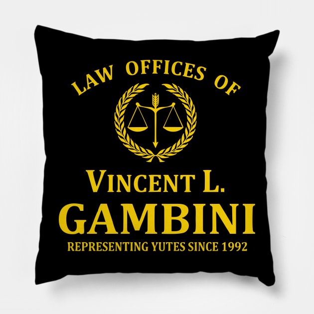 Law Offices Of Vincent L. Gambini Pillow by Sassy The Line Art