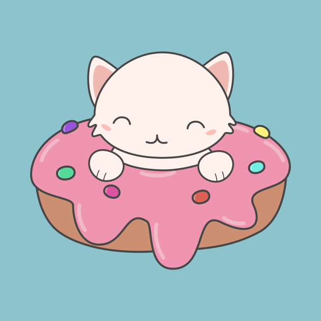 Kawaii Cute Donut Cat T-Shirt by happinessinatee