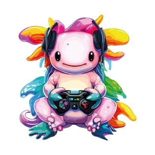 Gamesolotl Cute Kawaii Axolotl Gamer T-Shirt