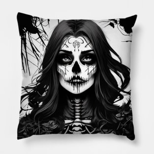 Black Magic Beauty: Experience the Dark Beauty of Our Mesmerizing Black and White Art Pillow
