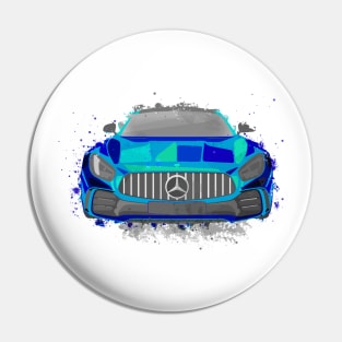 Blue Sports Car Illustration in Watercolor style Pin