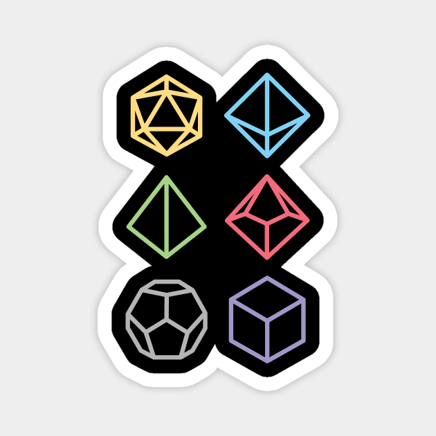 Polyhedral Rainbow Dice Icons RPG D20 Magnet by OfficialTeeDreams