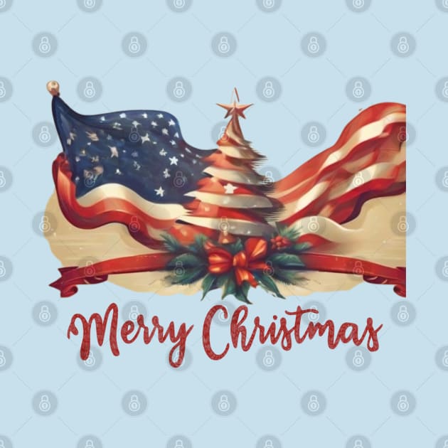 Usa flag merry christmas, funny most likely, family by YuriArt
