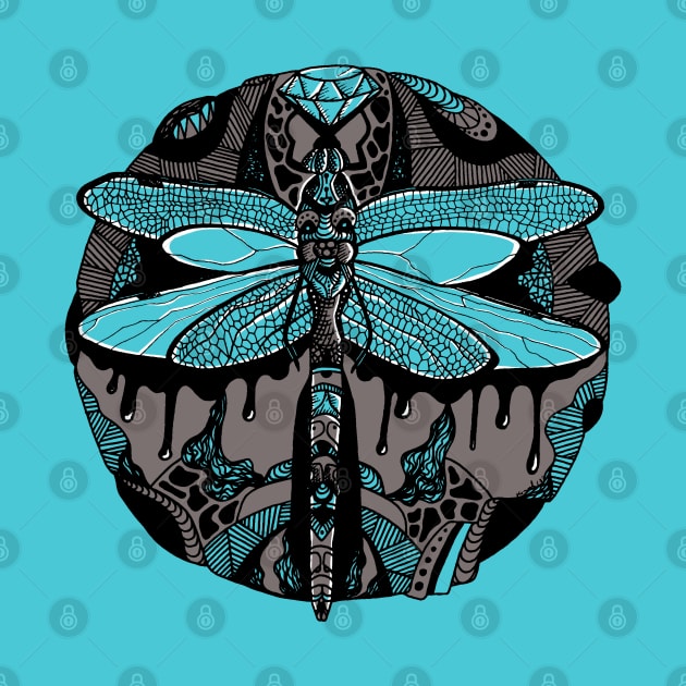 Blue Grey Circle of the Dragonfly by kenallouis