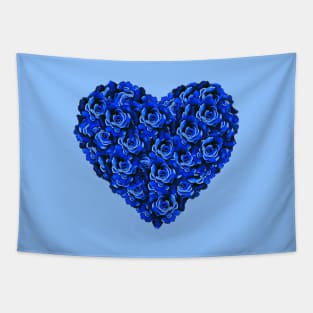 Blue Rose Flower Heart Tapestry