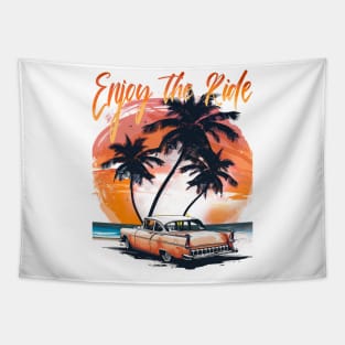 Enjoy the ride Retro Summer Vibes Beach Life Classic Car Novelty Gift Tapestry