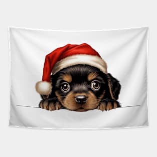 Christmas Peeking Puppy Tapestry