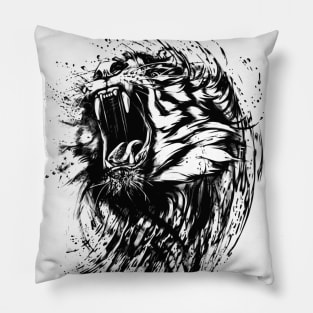 Tiger - Black & white art design Pillow