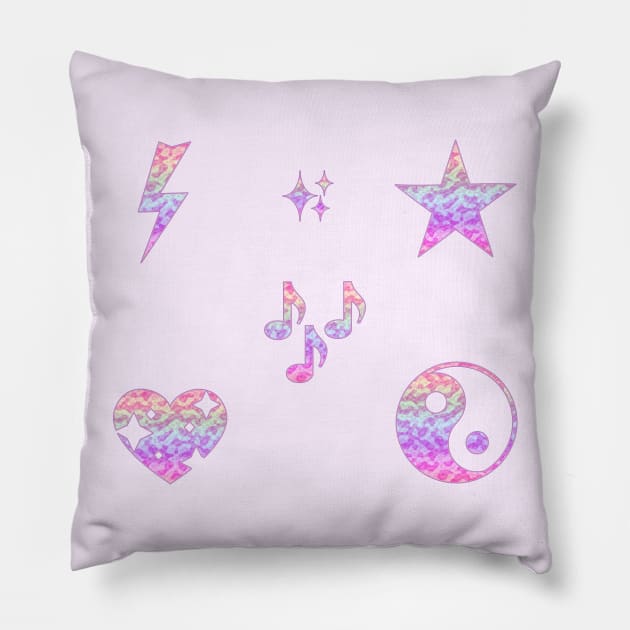 Y2k Inspired Cute Symbols Pillow by RoserinArt