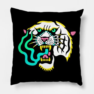 Neon tiger flame Pillow