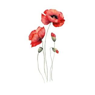 Red poppies watercolor T-Shirt