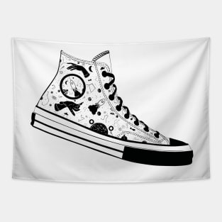 Space Converse Illustration White Tapestry