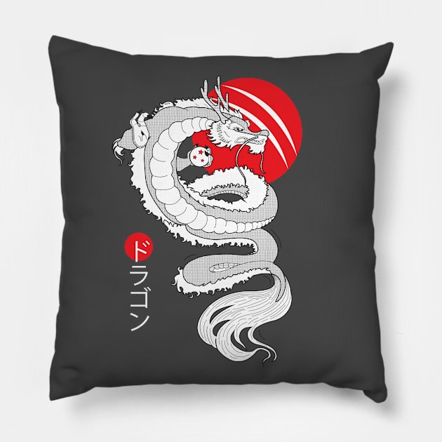Dragon Red Moon Pillow by Artbyme Store