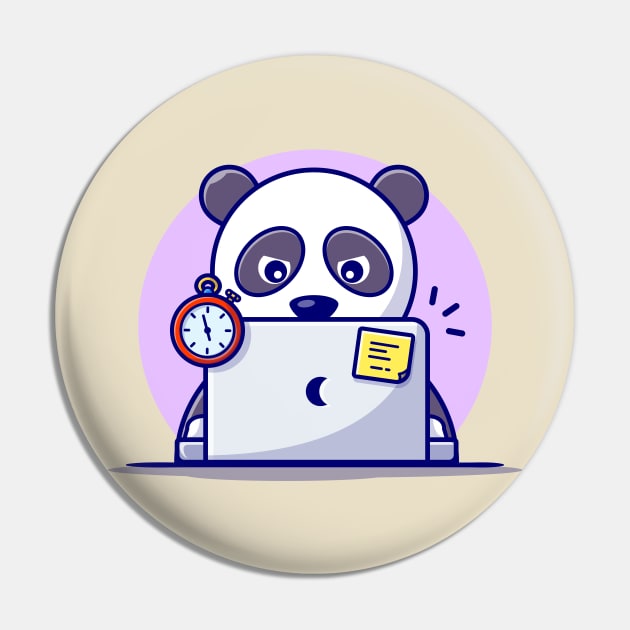 Cute Panda Operating Laptop Pin by Catalyst Labs