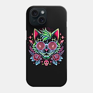 Crazy Neon Alternative Cat Phone Case