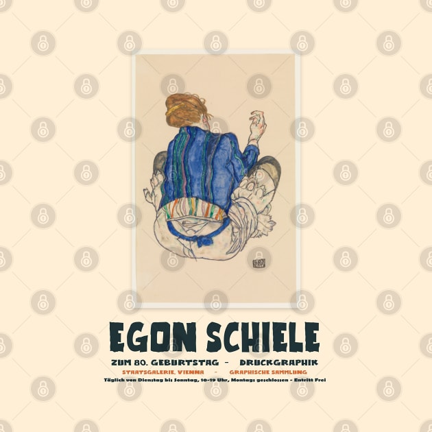 Egon Schiele - Exhibition Art Poster - Seated Woman, Back View by notalizard