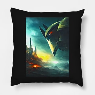 Human/Alien War - Capitol Invasion - AI Generated Sci Fi Concept Art - Pillow