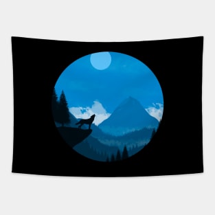 Wolf Howling at the Moon Tapestry