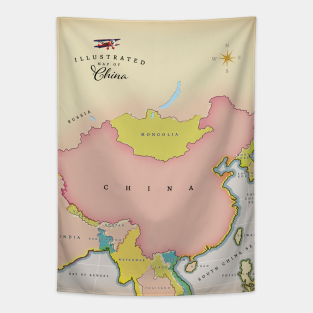 Illustrated Map Of China Tapestries for Sale  TeePublic