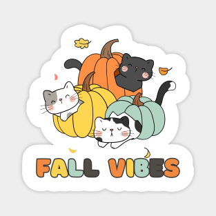 Cute Fall Vibes Cat Trio Magnet