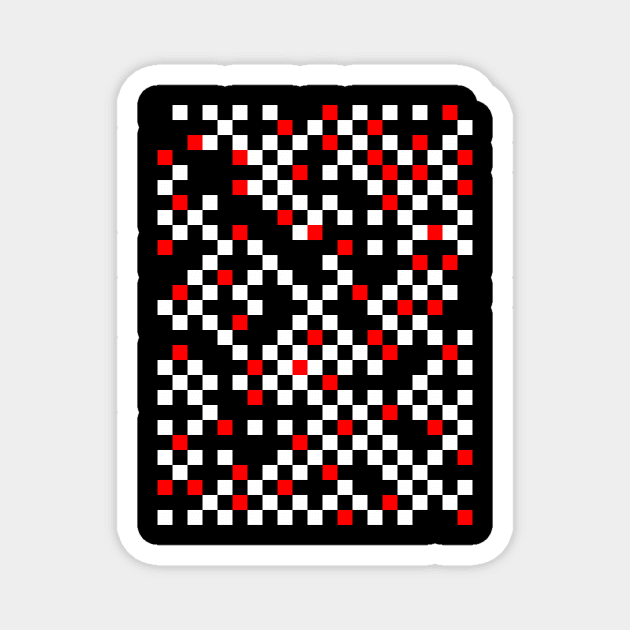 Black White and Red Checkerboard Pattern Magnet by Rahmagamse23