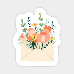 a bouquet of flowers in a Greeting card Magnet