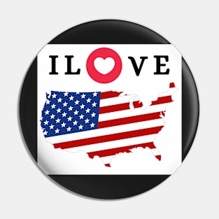 I Love USA America Sticker Pin