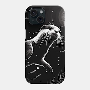 Monochromatic Outline Otter In Underwater World Phone Case