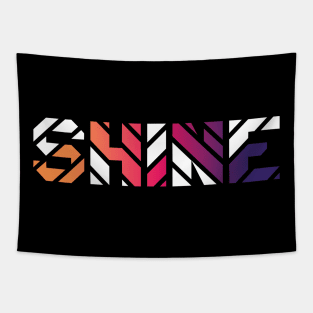 Shine Striped Colorful Inspirational Motivational Single Word Modern Design Tapestry
