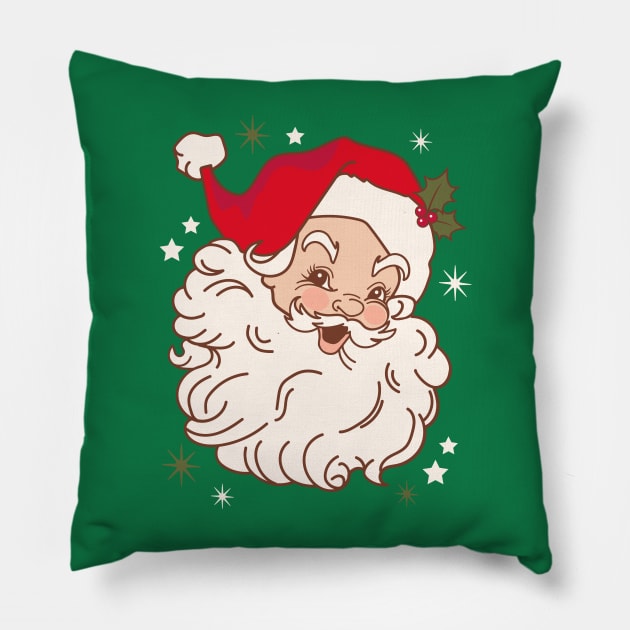 Retro Santa Claus Mid Century Modern Pillow by PUFFYP