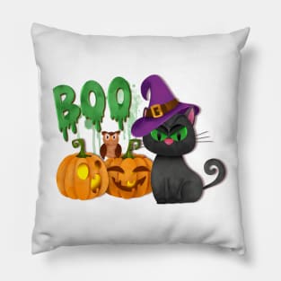 Black cat Haloween design Pillow