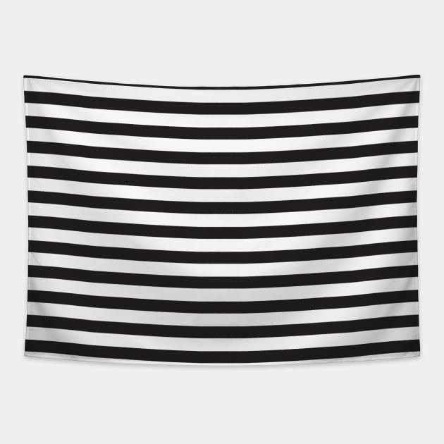 Black and white horizontal stripes Tapestry by kallyfactory