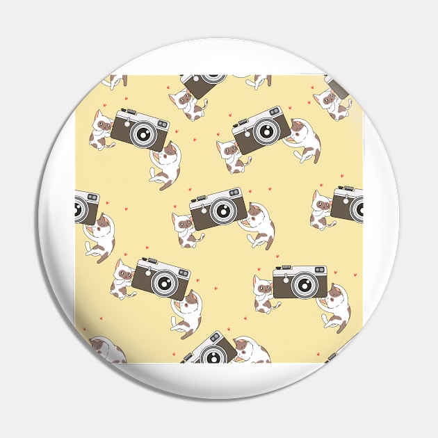 Cute Cats Pattern Camera Pin by chimmychupink