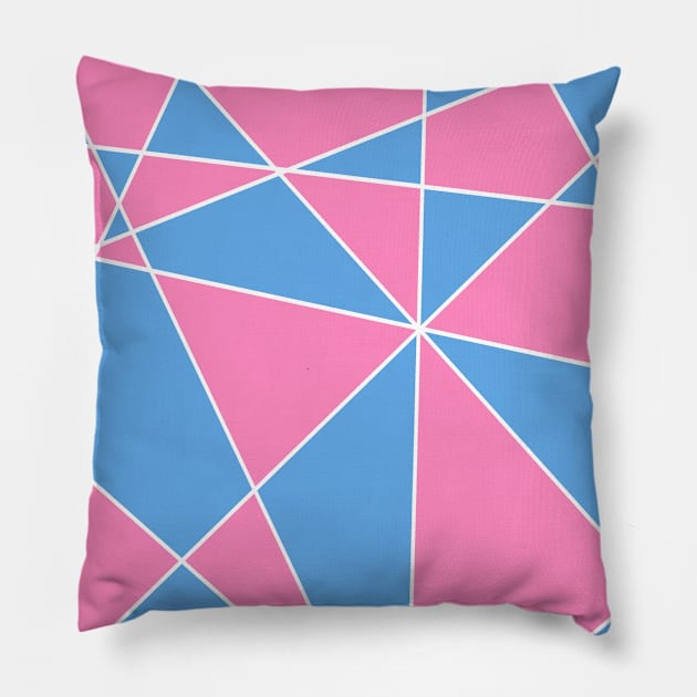 Pastel Pink And Blue Geometric Pattern Pillow by LunaMay