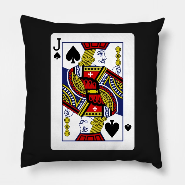 Jack of Spades Playing Card Pillow by vladocar