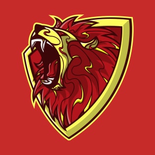 the scarlet and gold brave lion shield T-Shirt