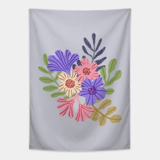 Wild maximalist flowers in pastel colors Tapestry