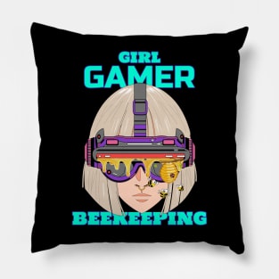 girl gamer beekeeping Pillow