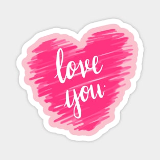 Love you typography in pink Magnet