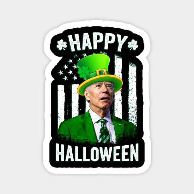 Biden St Patricks Day Happy Halloween Irish American Flag Magnet by petemphasis