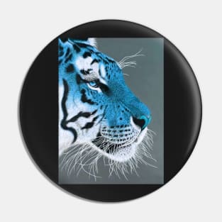 Cerulean blue and white siberian tiger Pin