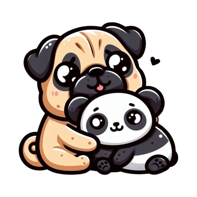 Pug and Panda Snuggles by Shawn's Domain