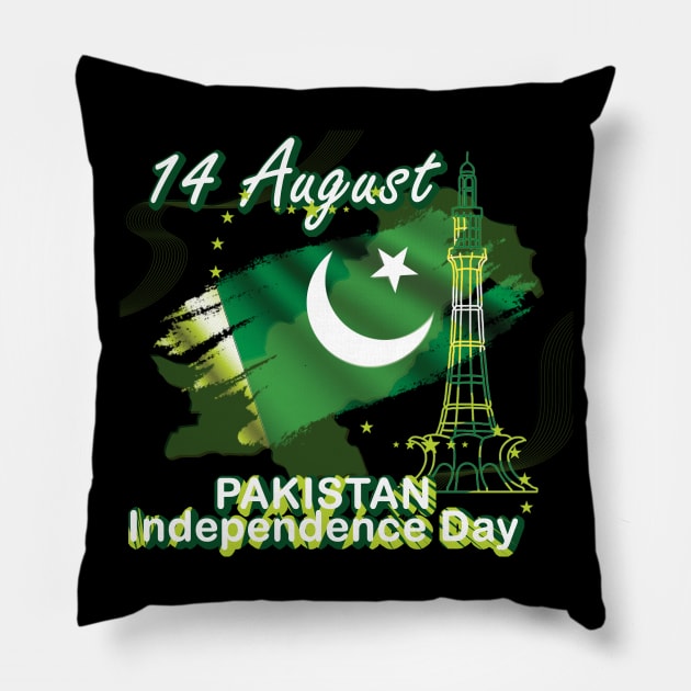 14 August - Pakistan Independence Day Active T-Shirt Pillow by 1Nine7Nine