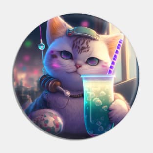 cute cat bubble tea Pin