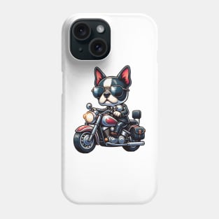 Boston Terrier Riding A Motorcycle Phone Case