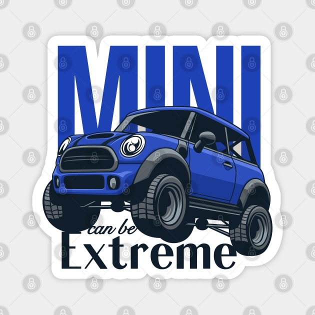 Car mini retro offroad extreme blue Magnet by creative.z