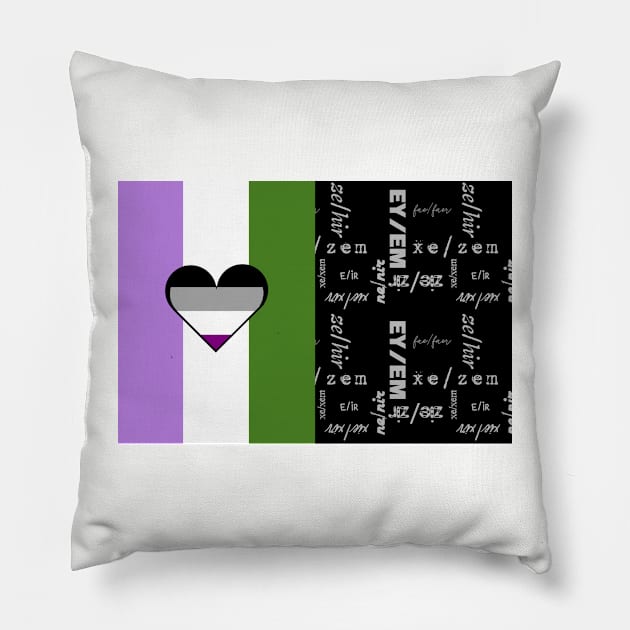 Genderqueer Ace, Gender-Neutral Pronouns - Identity Pride Pillow by LochNestFarm