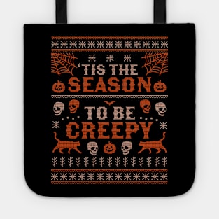 Tis the Season to be Creepy Halloween Ugly Christmas Sweater Tote